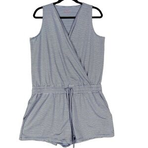 Vineyard Vines Sleeveless Blue White Striped Sankaty Romper Cover-Up - Sz M